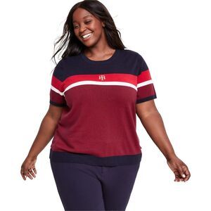 Tommy Hilfiger Womens Plus Size Colorblocked Pullover Sweater, NWT